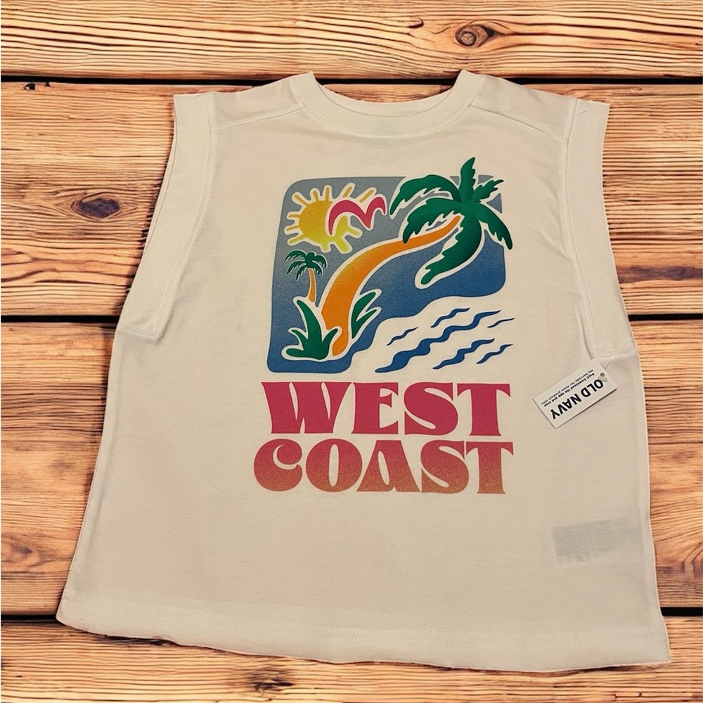Old Navy Kids' White Tank with Colorful Graphic